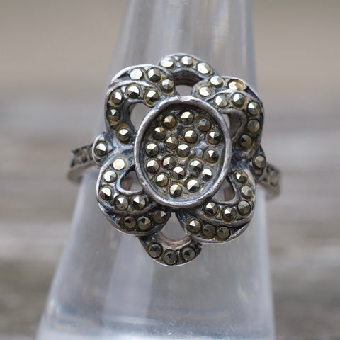 Vintage Sterling Marcasite Ring 9