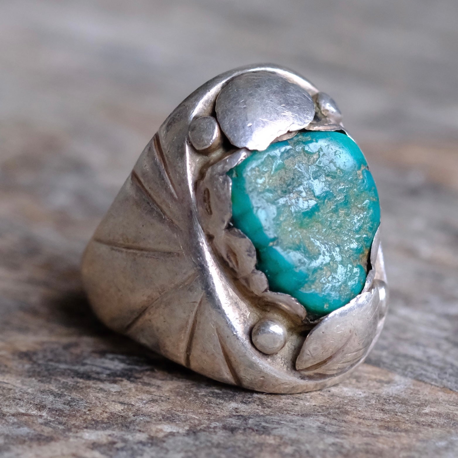Vintage Sterling Turquoise Ring 9.5