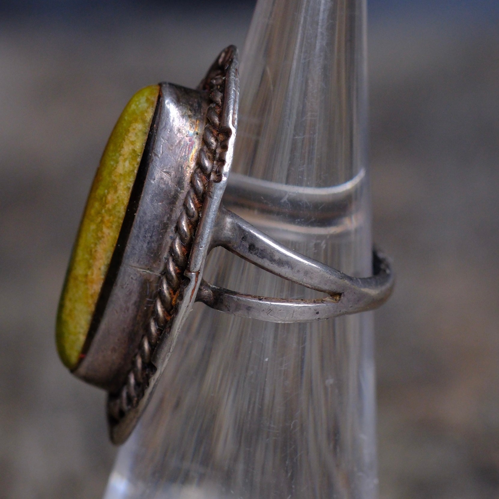 Vintage Sterling Multistone Inlay Ring 4.25