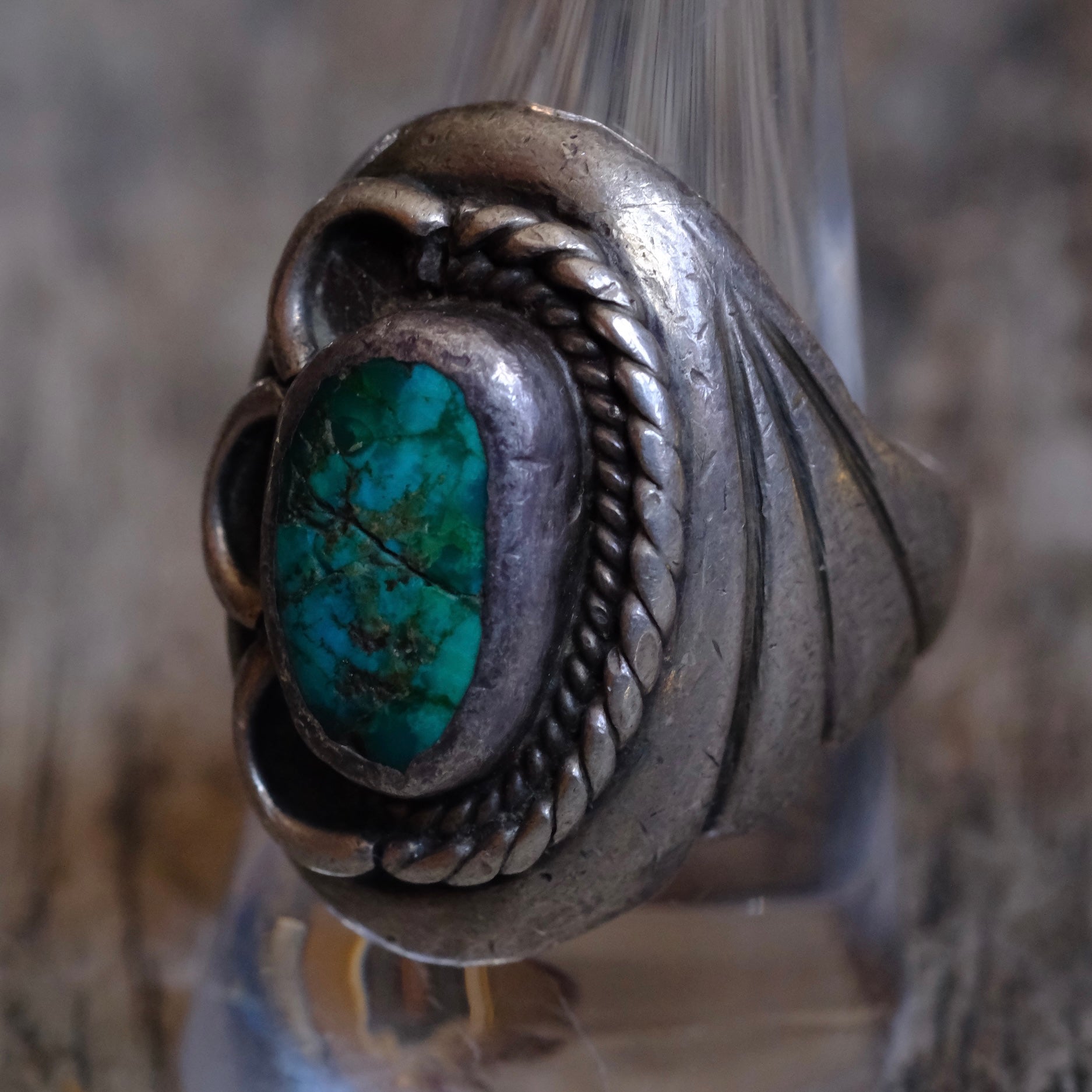 Vintage Sterling Turquoise Ring 9.75
