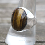 Vintage Sterling Tigers Eye Cabochon Ring 9.5