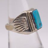 Vintage Sterling Turquoise Stamped Band Ring 8.25