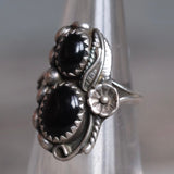 Vintage Sterling 2-Stone Onyx Ring 4.25