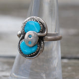 Vintage Sterling Effie Turquoise Snake Ring 7
