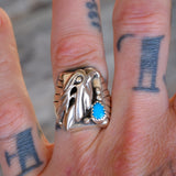 Vintage Sterling Turquoise Eagle Ring 8.5