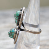 Vintage Sterling 2-Stone Turquoise Feather Ring 5.75