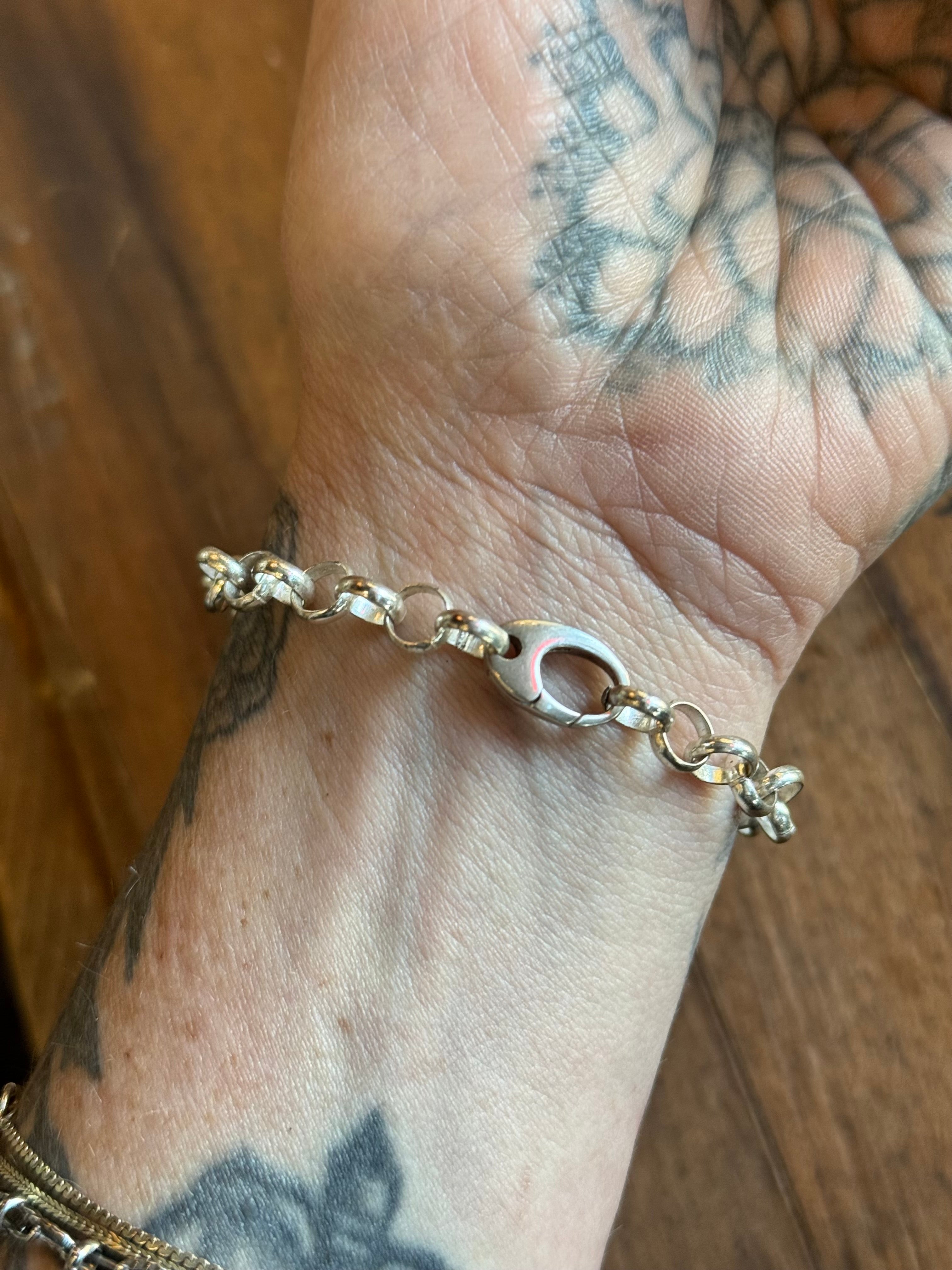 Vintage Sterling Silver Rolo Chain Bracelet