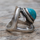 Vintage Sterling Turquoise Sandcast Ring 6