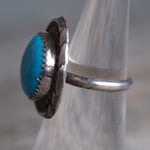 Vintage Sterling Turquoise Roper Ring 4.75