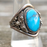 Vintage Sterling Turquoise Feather Ring 9.75