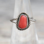 Vintage Sterling Coral Roper Ring 5
