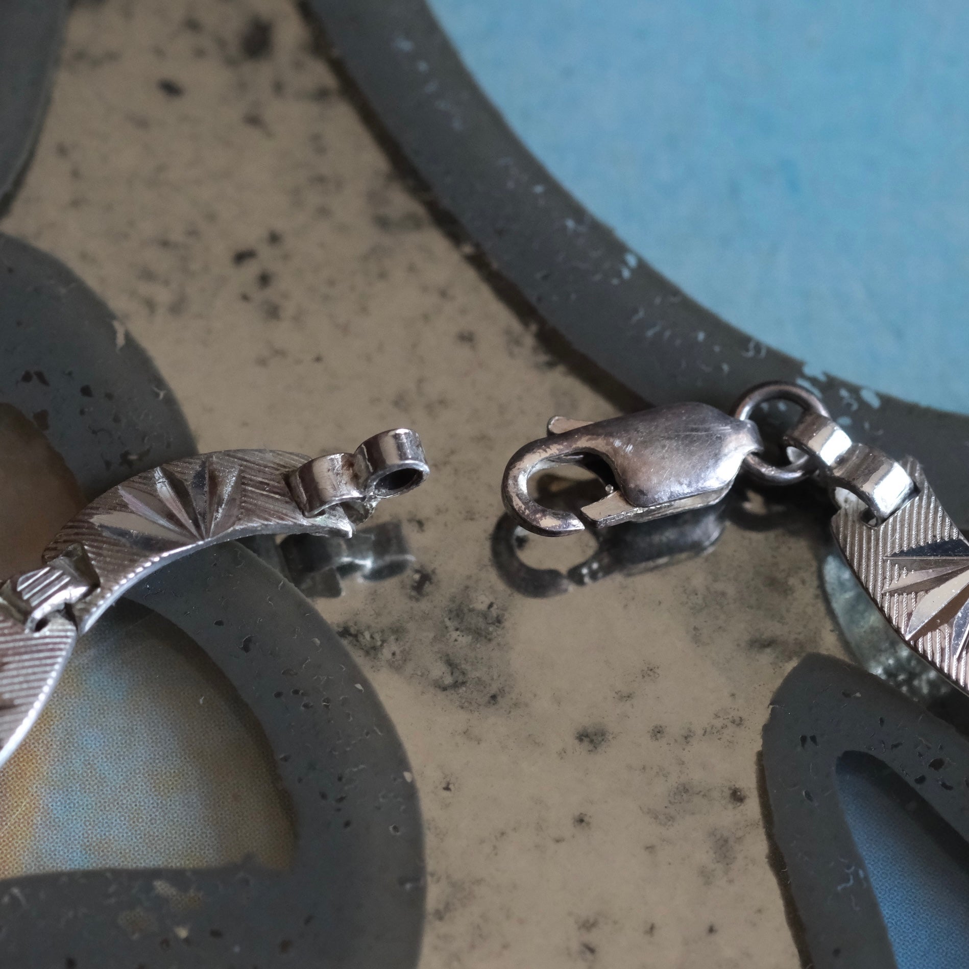 Vintage Sterling Silver Diamond Cut Bracelet 7.5"