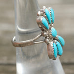 Vintage Sterling Turquoise Cluster Ring 5.5