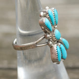 Vintage Sterling Turquoise Cluster Ring 5.5