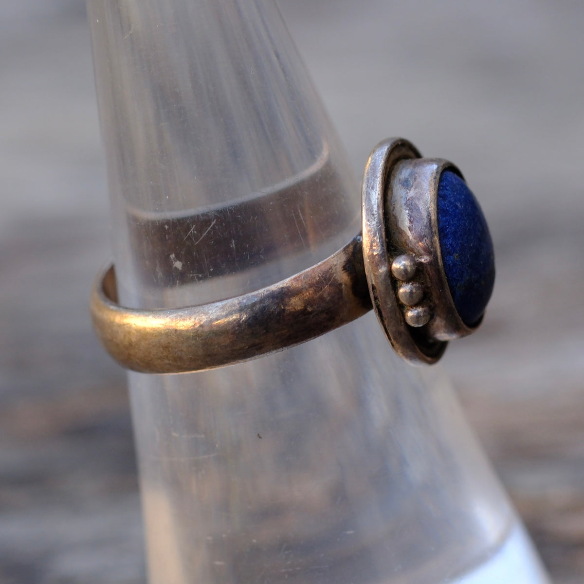 Vintage Sterling Lapis Ring 6.5