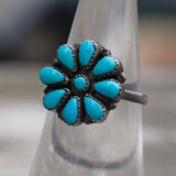 Vintage Sterling Turquoise Cluster Ring 6