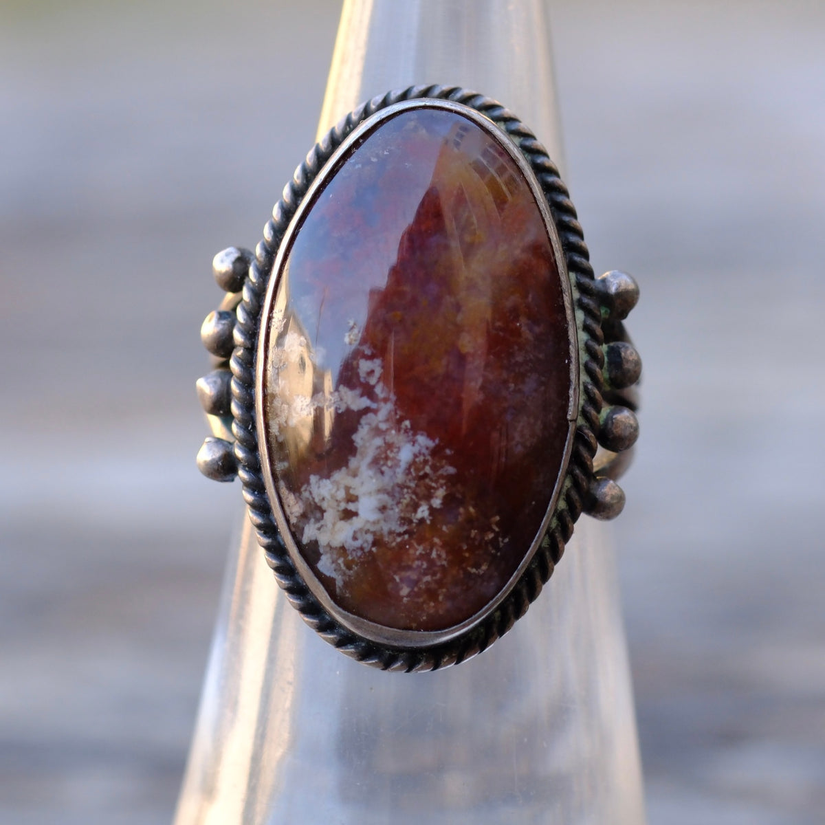 Vintage Sterling Jasper Ring 4.5