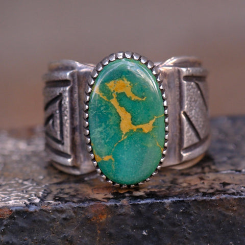 Vintage Sterling Chunky Casted Turquoise Ring 11