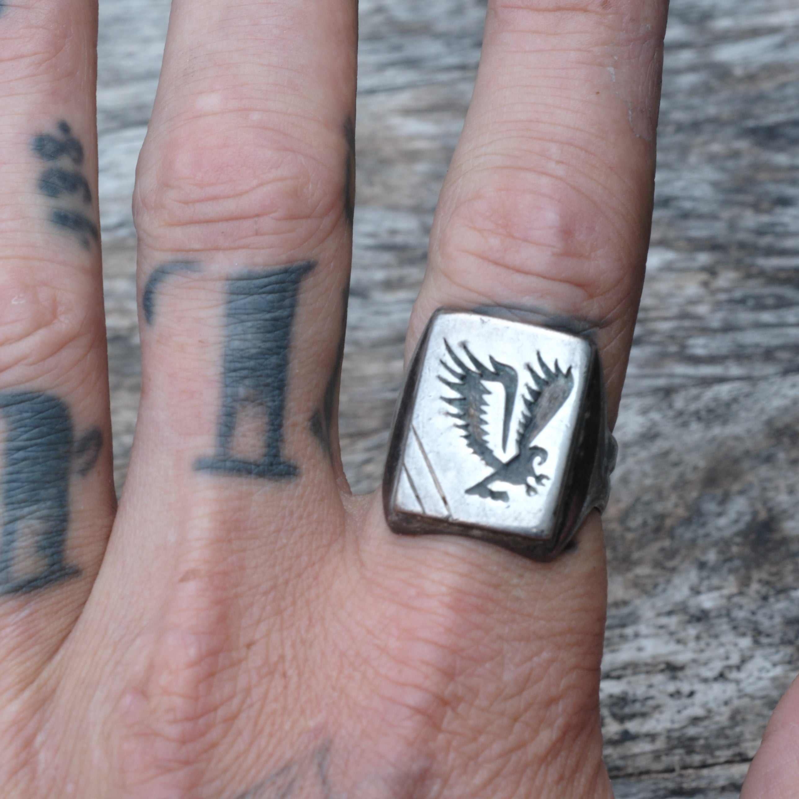 Vintage Sterling Silver Eagle Signet Ring 10