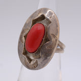 Vintage Sterling Coral Shadowbox Ring 4