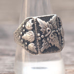 Vintage Sterling Silver Feather Signet Ring 10.5