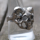 Vintage White Bronze Biker Ring 9.75