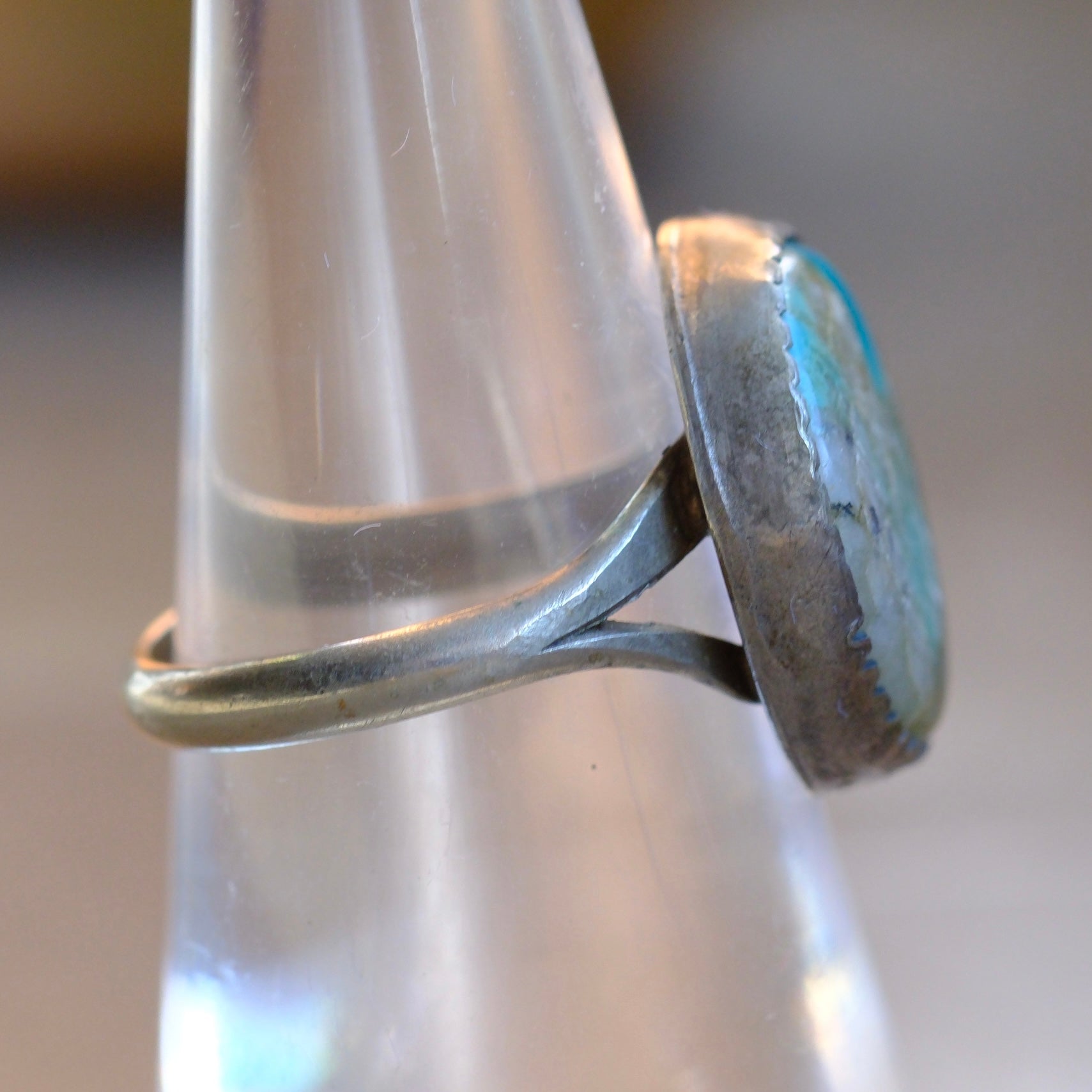 Vintage Sterling Turquoise Ring 6.75