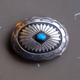 Vintage Sterling Turquoise Concho Ladies Belt Buckle