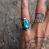 Vintage Sterling Turquoise Roper Ring 5.75