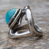 Vintage Sterling Turquoise Sandcast Ring 6
