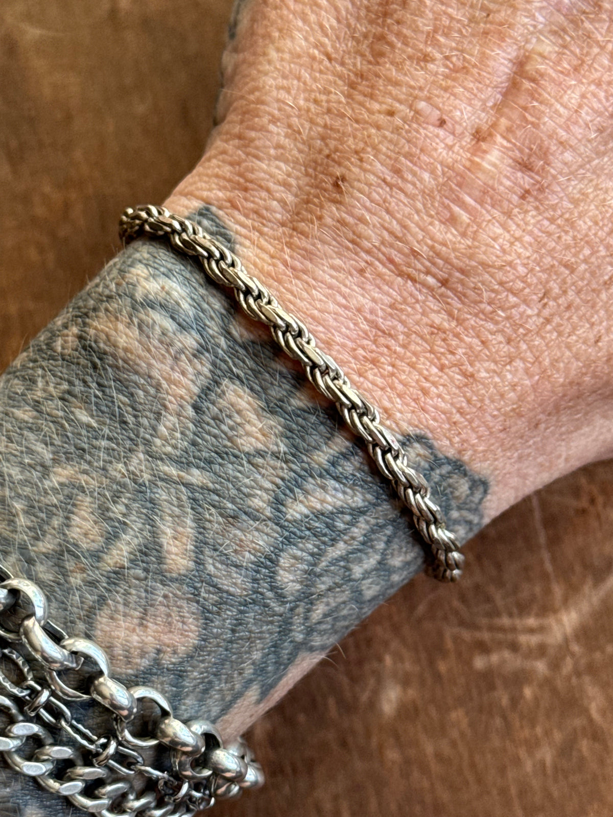 Vintage Sterling Silver 7” Rope Chain Bracelet