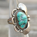Vintage Sterling Turquoise Feather Ring 4.25