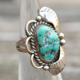 Vintage Sterling Turquoise Feather Ring 4.25
