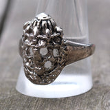 Vintage White Bronze Biker Ring 12