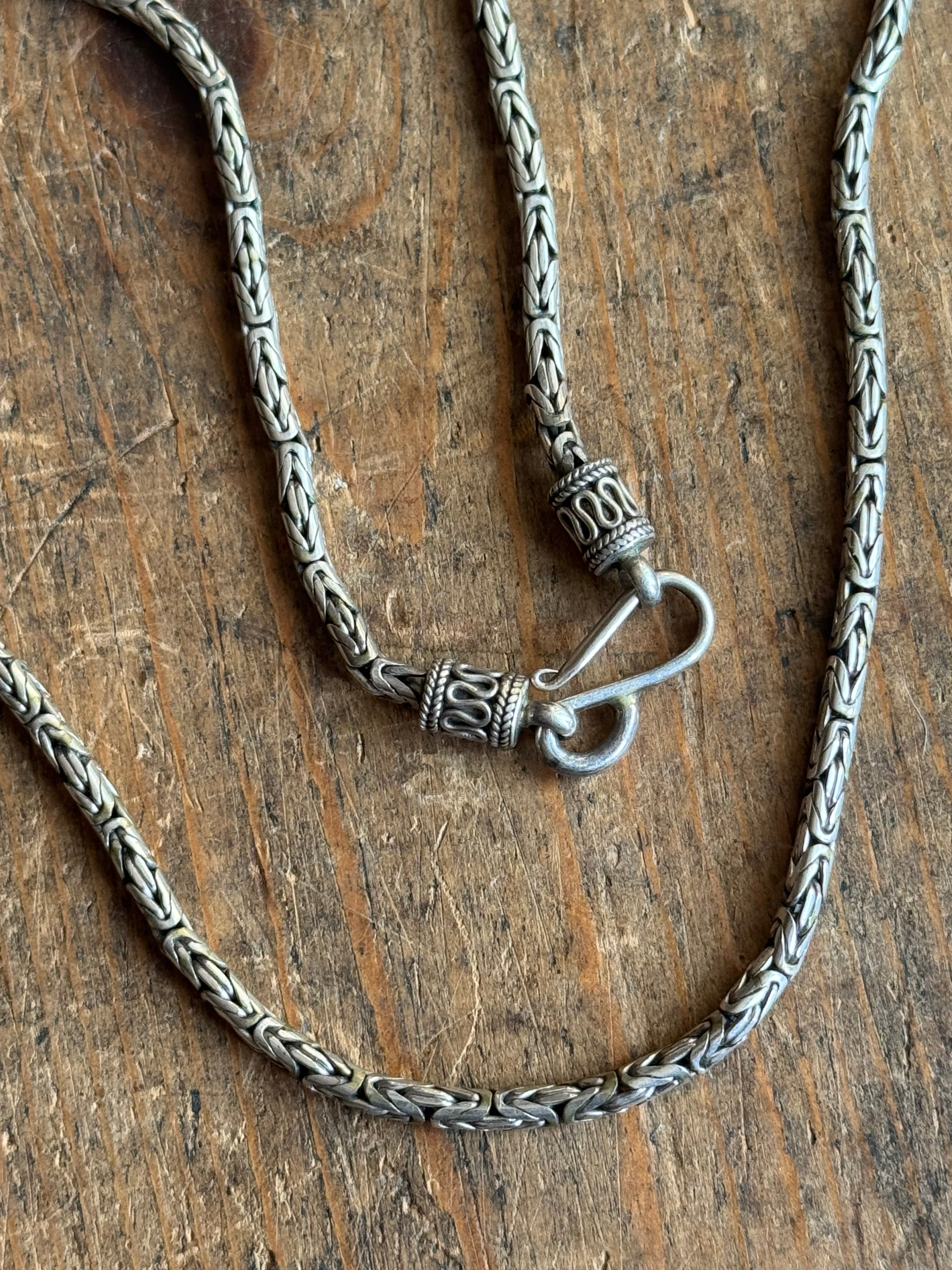 Vintage Sterling Silver 18” Byzantine Chain
