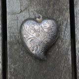 Vintage Sterling Engraved Heart Pendant