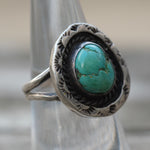 Vintage Sterling Turquoise Stamped Ring 6.25