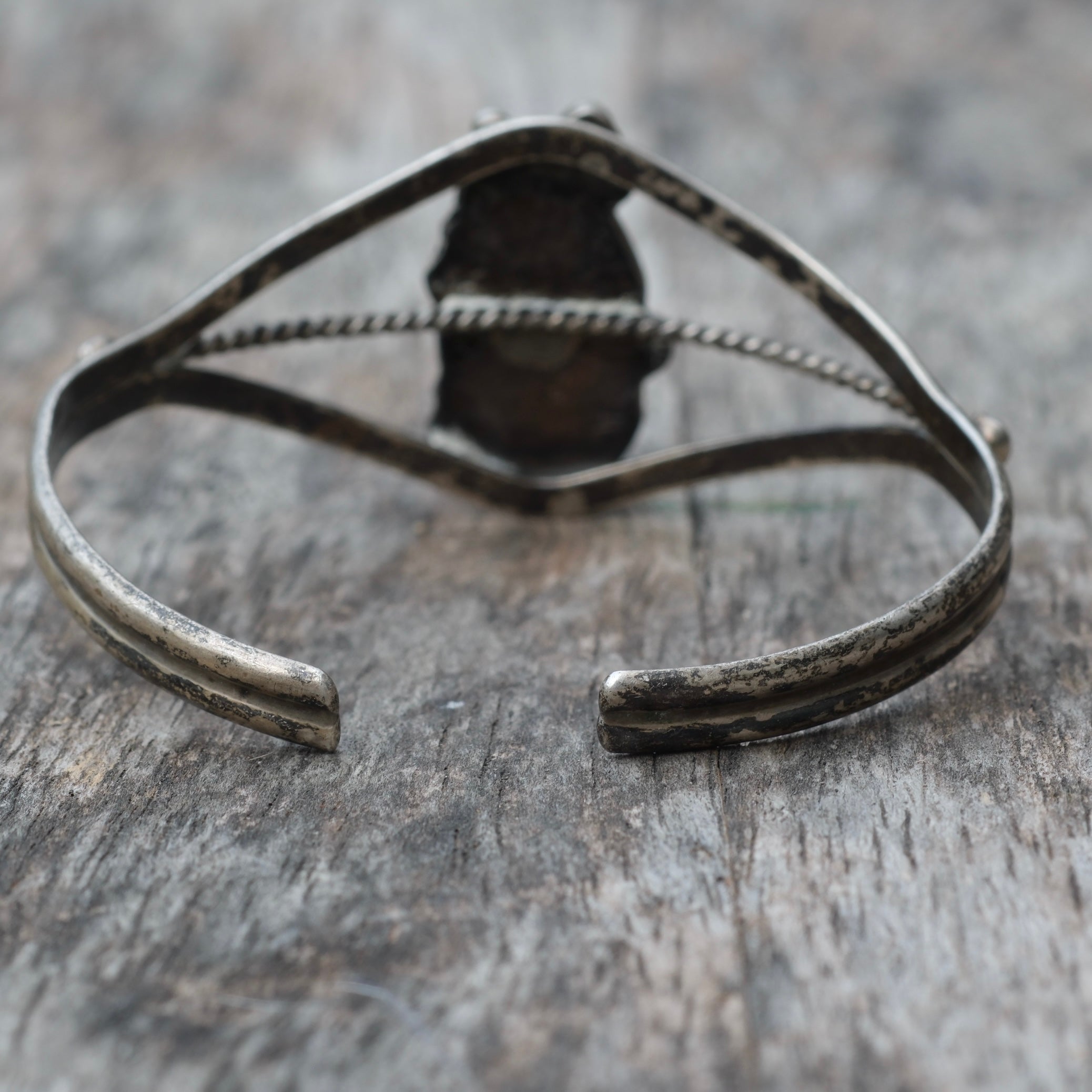 Vintage Sterling Turquoise Feather Cuff Bracelet