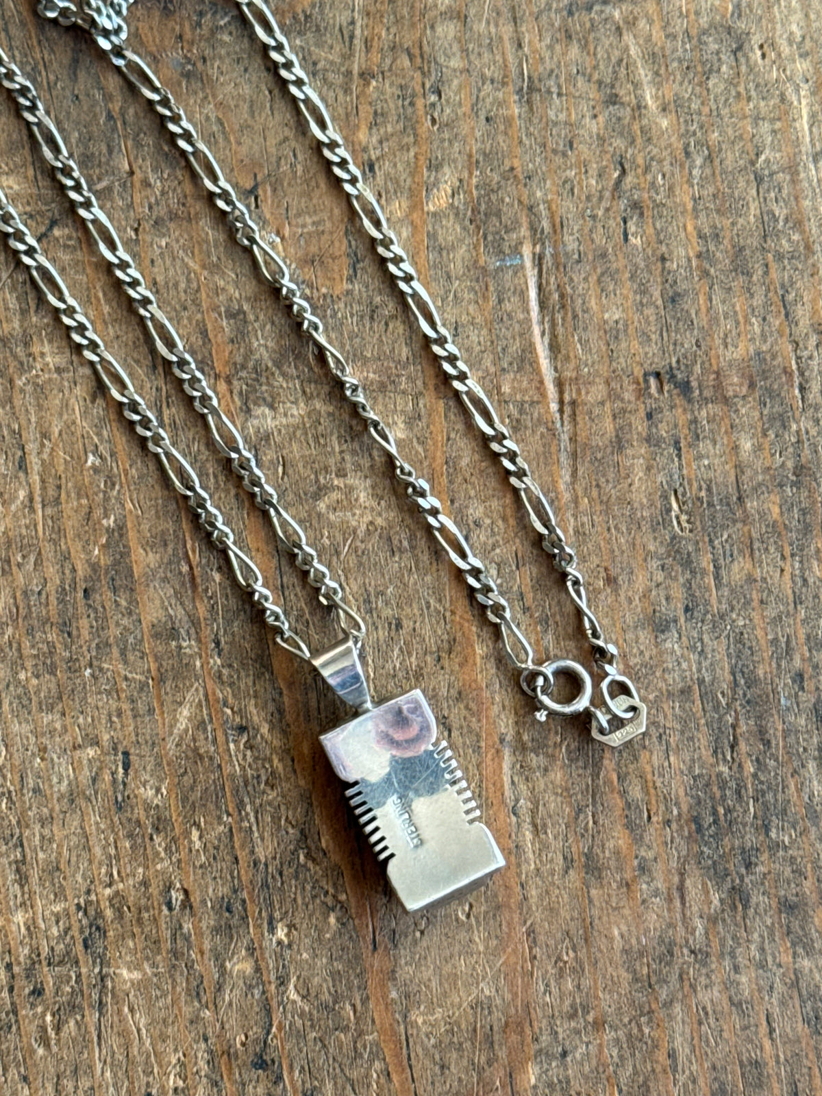 Vintage Sterling Silver Multistone Sawcut Necklace