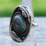 Vintage Sterling Turquoise Feather Ring 6.25