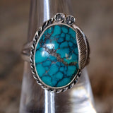 Vintage Sterling Turquoise Feather Ring 7.25