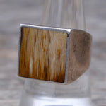 Vintage Sterling Wood Inlay Ring 9.5