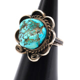 Vintage Sterling Turquoise Roper Ring 5.75