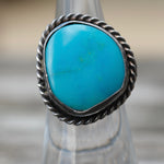 Vintage Sterling Turquoise Roper Ring 5