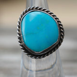 Vintage Sterling Turquoise Roper Ring 5