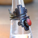 Vintage Sterling Coral Ring 8.25