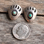 Vintage Sterling Turquoise Bear Paw Stud Earrings