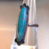 Vintage Sterling Turquoise Roper Ring 7.5
