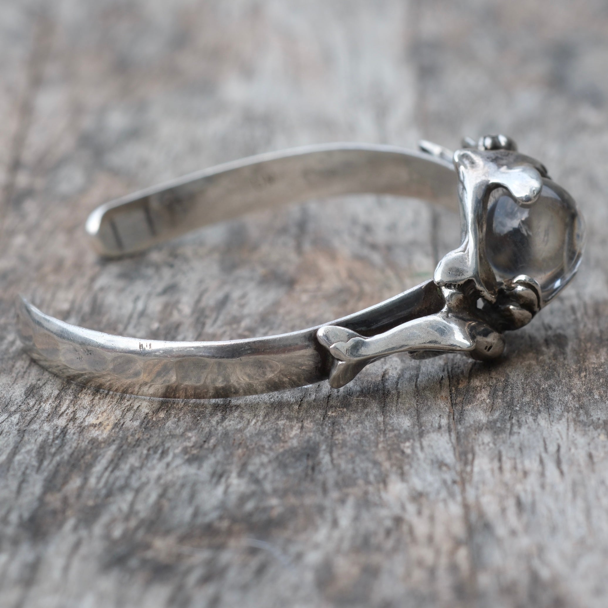 Vintage Sterling Crystal Dolphin Cuff Bracelet