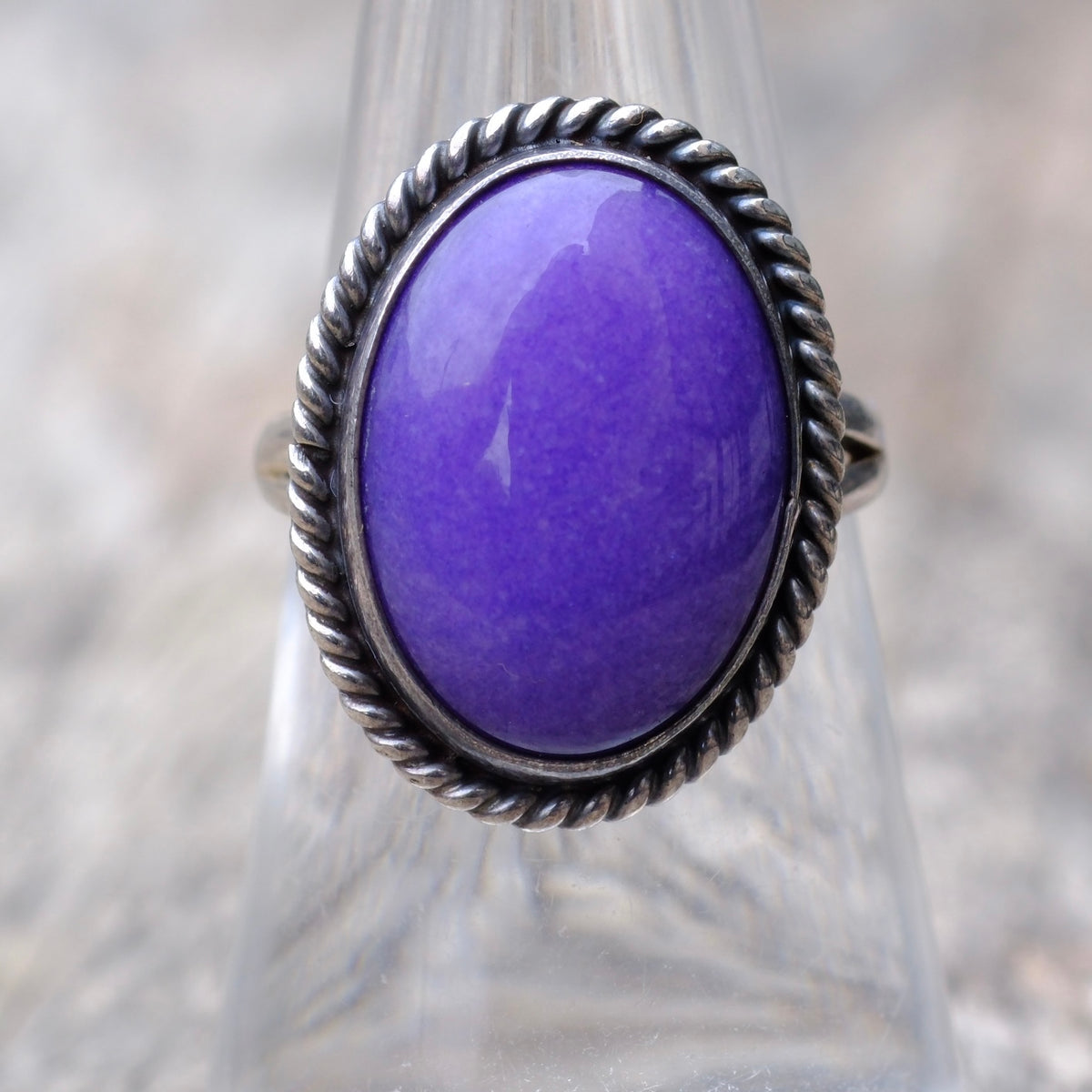 Vintage Sterling Purple Gem Roper Ring 7
